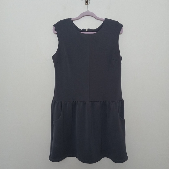 Cynthia Rowley Size 14 Sleeveless Back Zip Pop Over Drop Waist Gray Dress - Picture 8 of 11